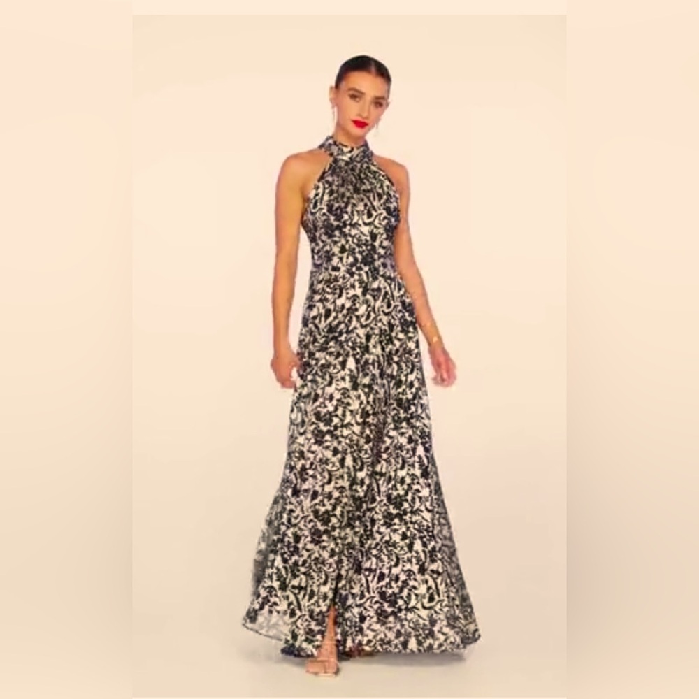 LAURA Metallic Floral Print Gown Prom/Wedding